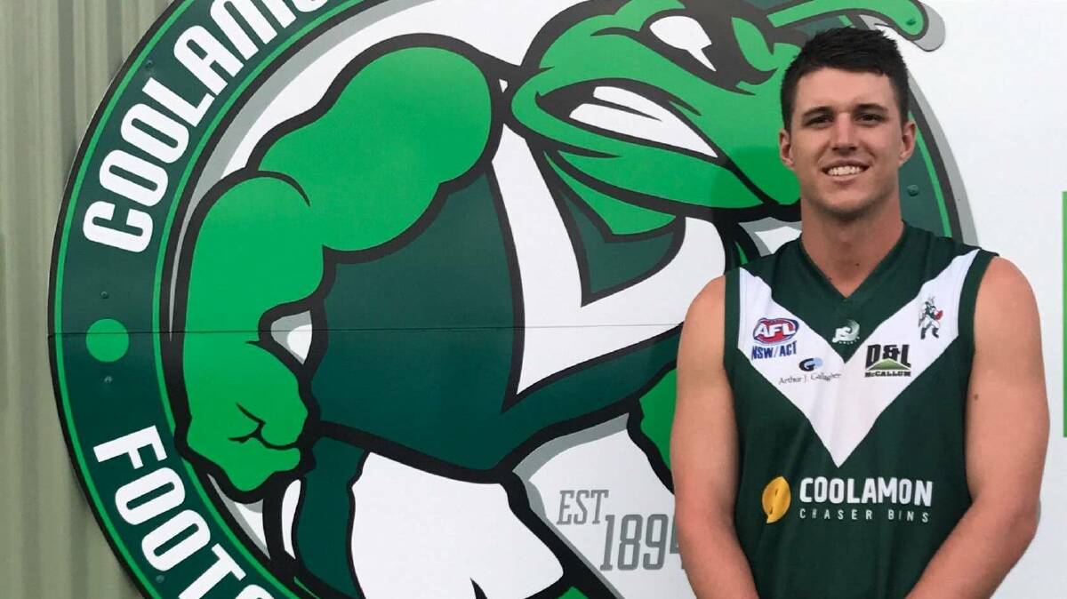 STAR ATTRACTION: Jake Barrett came straight from an AFL list to Coolamon in a big coup for the Hoppers for season 2019.