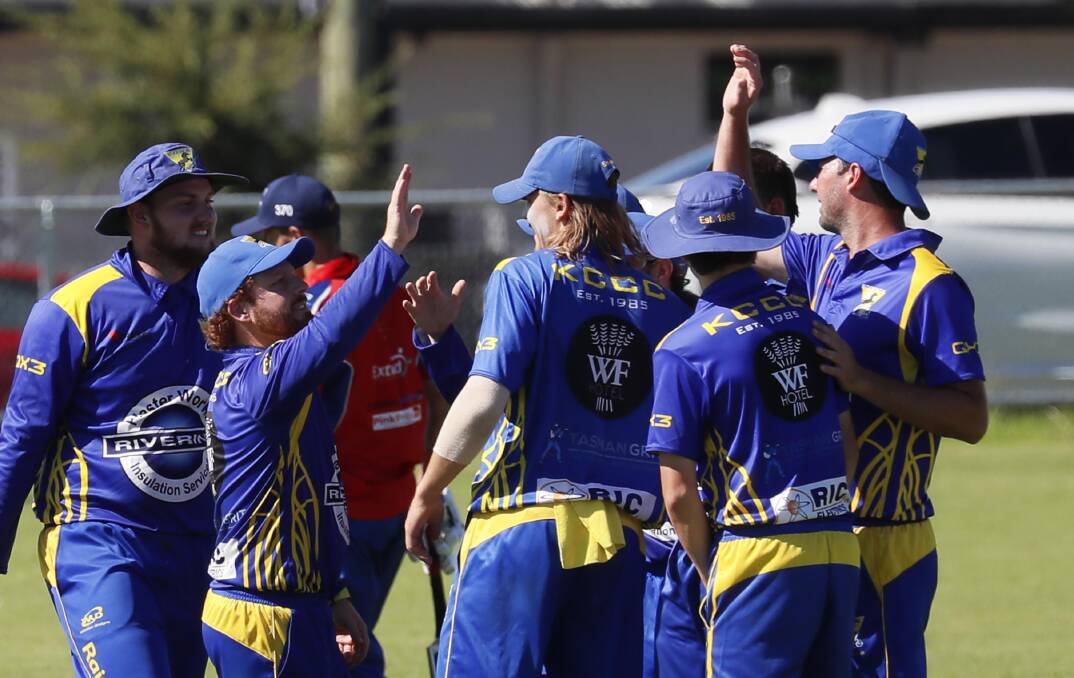 GOT HIM: Kooringal Colts celebrate after picking up another wicket in their win over St Michaels on Saturday. Picture: Les Smith