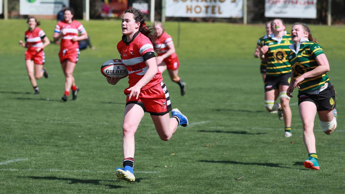 Tess Staines scored three tries in CSU's win over Ag College on Saturday.