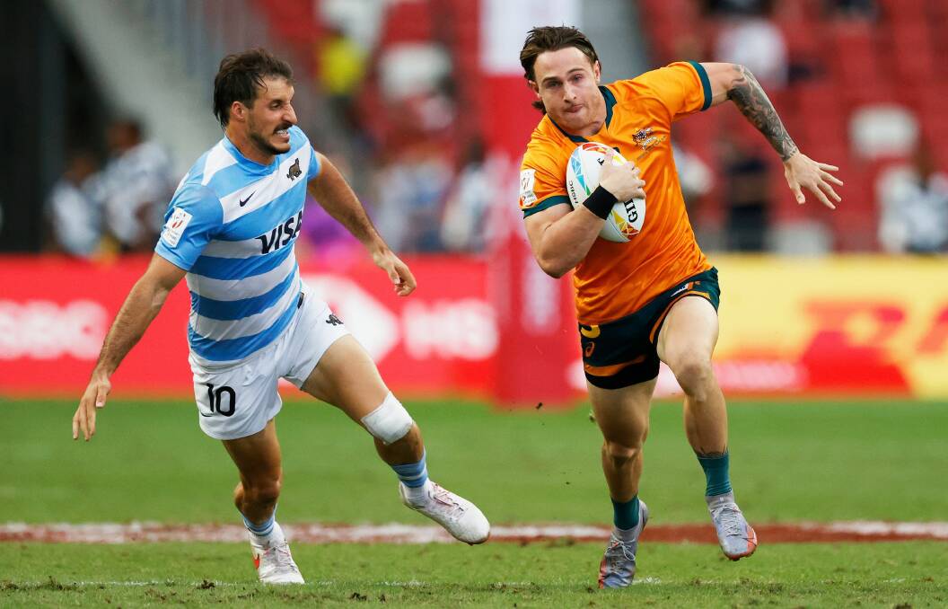 STRONG START: Waratahs product Corey Toole has made a great start as part of Australia's rugby sevens side. Day two of the Canadian World Series event is on Monday. Picture: Mike Lee - KLC fotos for World Rugby
