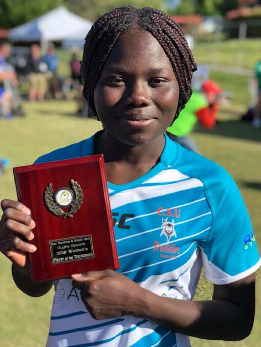 TOP EFFORT: Biola Dawa was a standout for CSU on the weekend and was named player of the tournament in the Blue Mountains Sevens. Reddies were beaten by Seven 10s in the final.