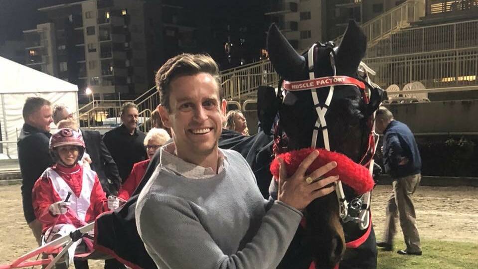 Jared Kahlefeldt and Muscle Factory after the two-year-old's impressive win on Saturday.