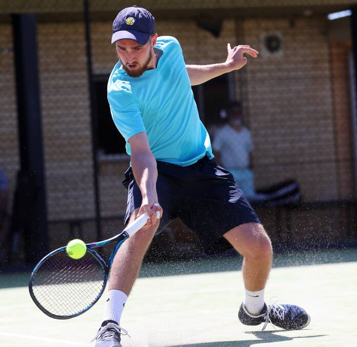 ONE WIN AWAY: Sydneysider James Murrie will face Griffith's Daniel Dosseter in the Riverina Open men's final at Jim Elphick Tennis Centre on Monday. Picture: Emma Hillier