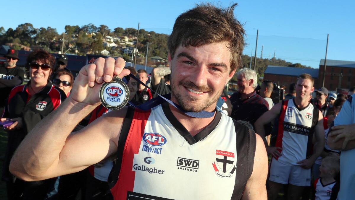 SPOILS OF SUCCESS: North Wagga co-captain was named best in their grand final win over East Wagga-Kooringal at Robertson Oval on Saturday. Picture: Les Smith