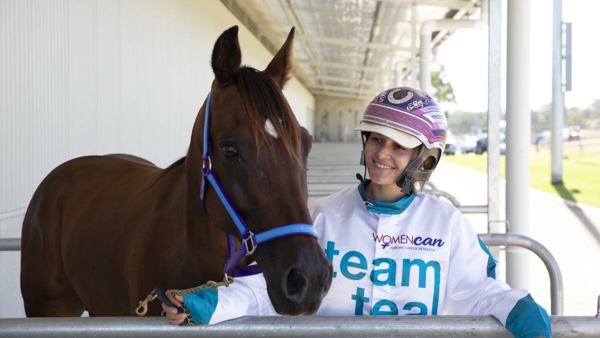 ALL FOR A GOOD CAUSE: Team Teal ambassador Ellen Bartley is looking to add to the nationwide tally with her two chances at Riverina Paceway on Friday. Picture: Madeline Begley
