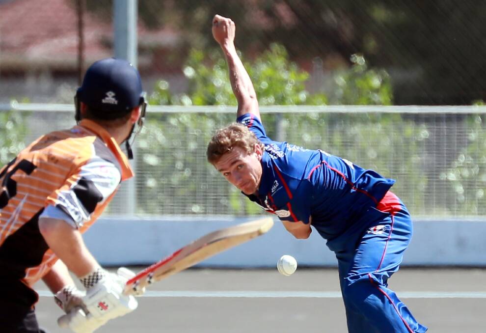 CHARGING IN: Jack Reynolds sends down a delivery as St Michaels got the better of Wagga RSL at Wagga Cricket Ground on Saturday. Picture: Les Smith