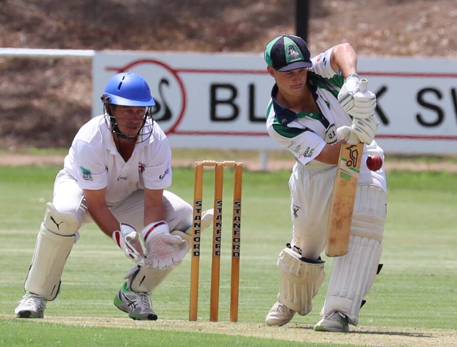 POWERFUL EFFORT: Captain Josh Thompson saw Wagga City out of early trouble and into a dominant position against St Michaels with a century at McPherson Oval on Saturday. Picture: Les Smith