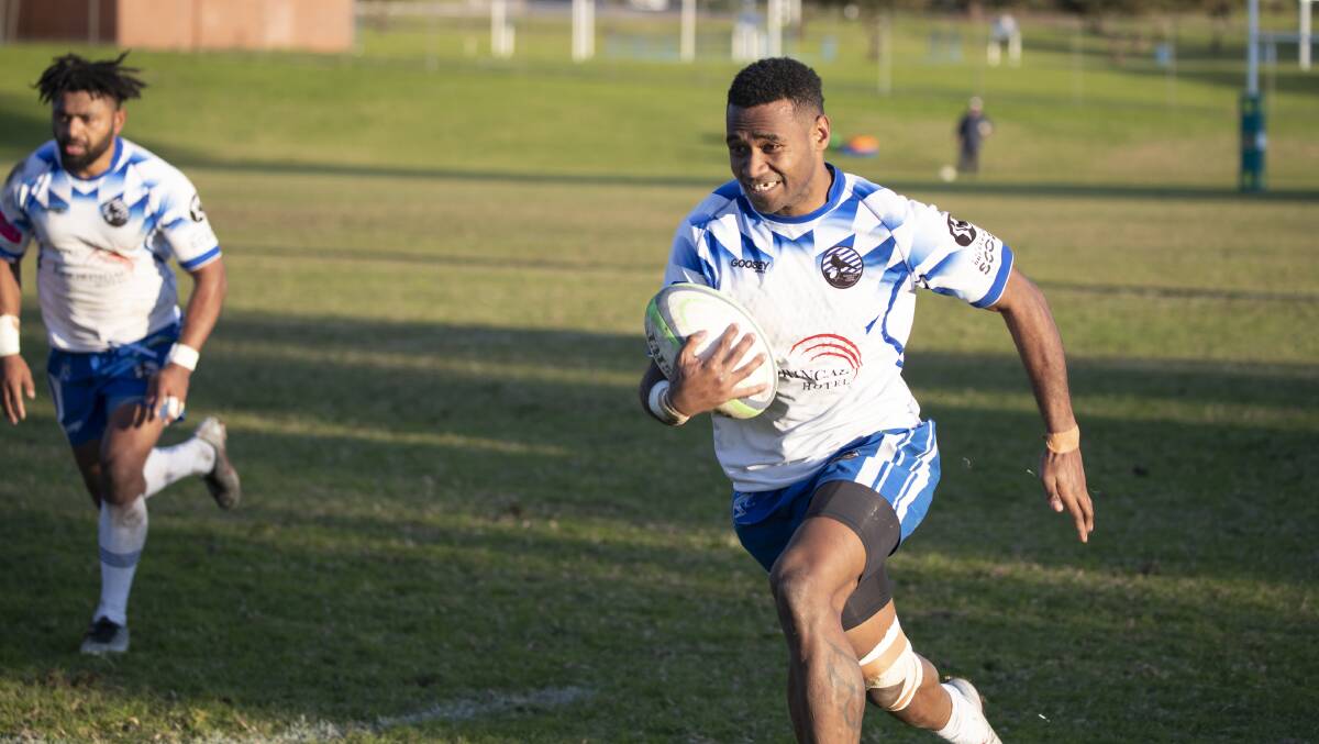 BIG TALLY: John Vakatalai scored five tries as Wagga City ran out big winners over Ag College at Beres Ellwood Oval on Saturday. Picture: Madeline Begley