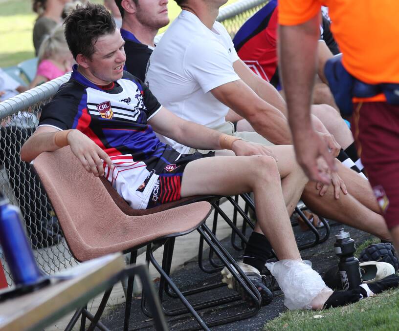 Sam Elwin, pictured after injuring his ankle playing for Group Nine, has questioned the duty of care being provided to representative players with two round five fixtures scheduled for Saturday.