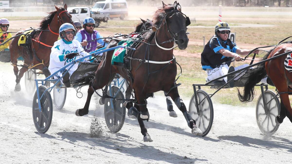 STRONG START: Blake Jones urges Western Sonador to the victory at Coolamon last month. He resumes from a let up at Wagga on Sunday. Picture: Les Smith