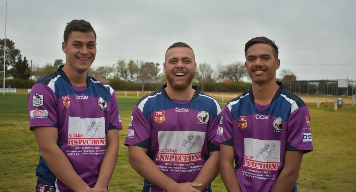 TITLE SHOT: Jordan Little, Maleke Morris and Brendan Saltner are looking to come away with a win in the Weissel Medal grand final against Young on Saturday. Picture: Courtney Rees