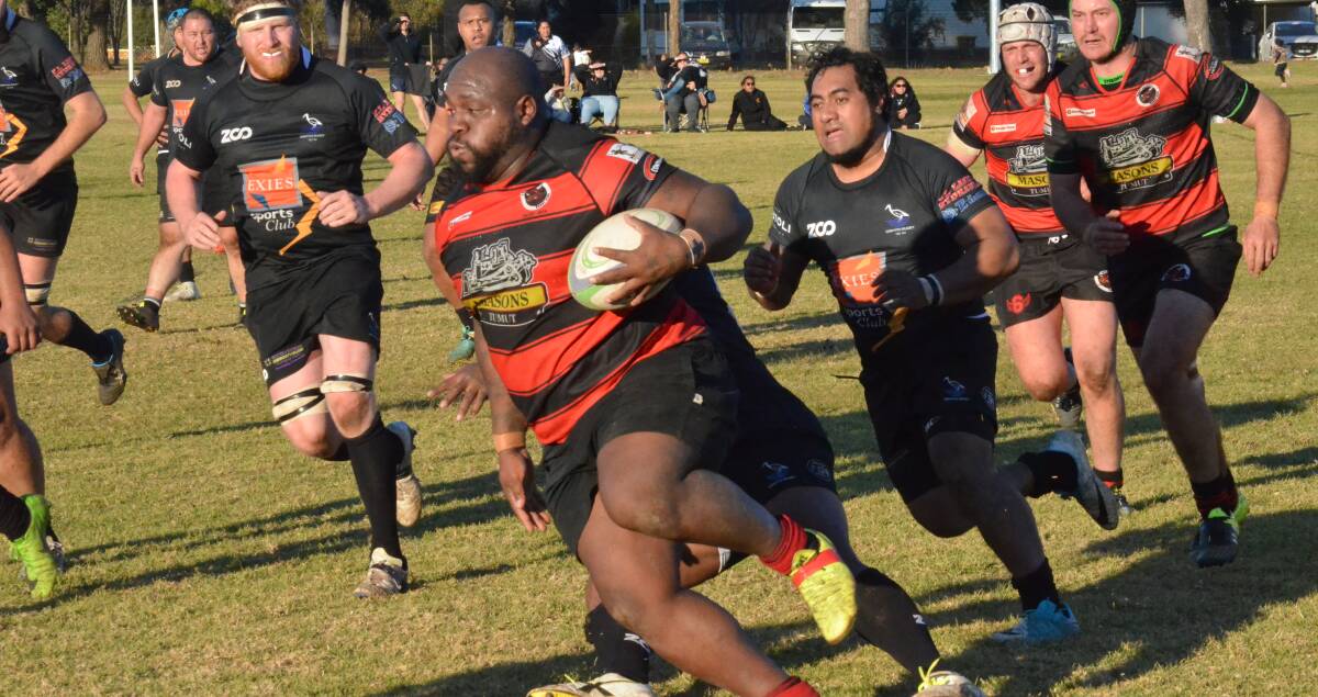 ON THE BURST: Joe Ioane makes a charge for Tumut during the win over Griffith at Exies Oval on Saturday. Picture: The Area News