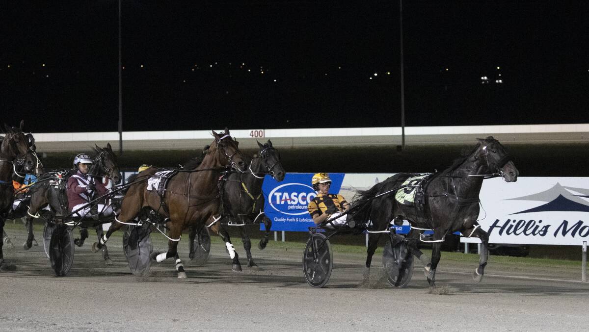 Jack Callaghan drives Mach Shard to victory in the Wagga Pacers Cup on Saturday.