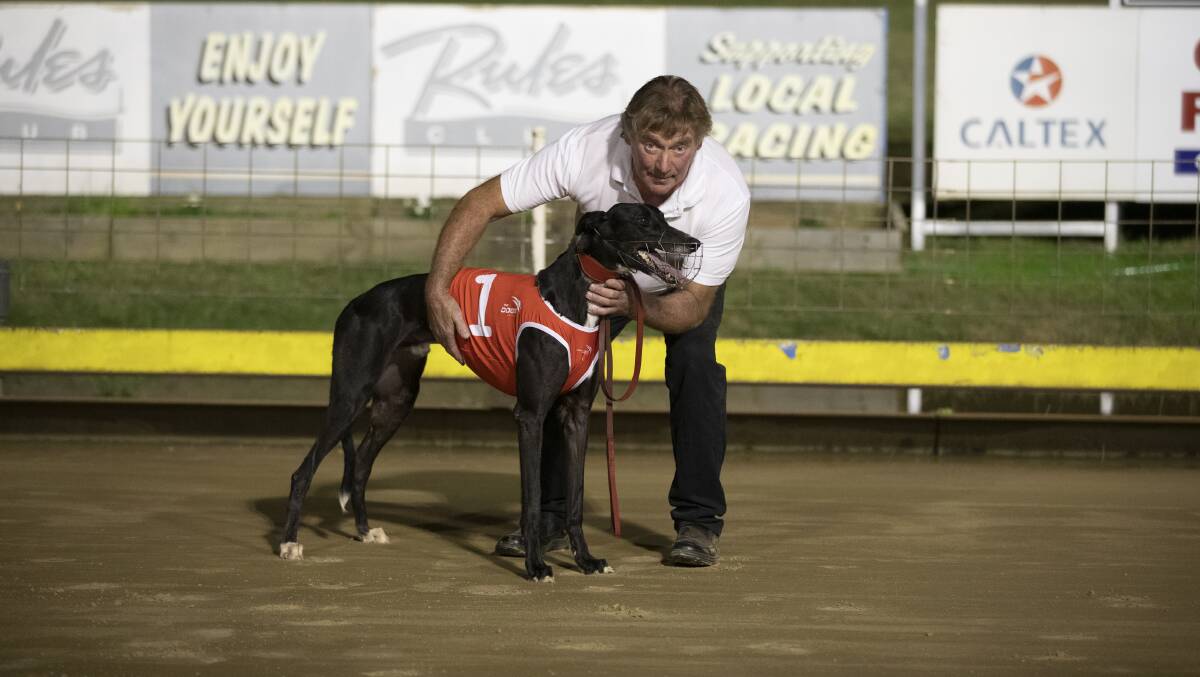 HERE'S CHEERS: Brian Smith celebrates after My Boy Rockin' took out the Million Dollar Chase Regional Final at Wagga on Sunday night. Pictures: Madeline Begley