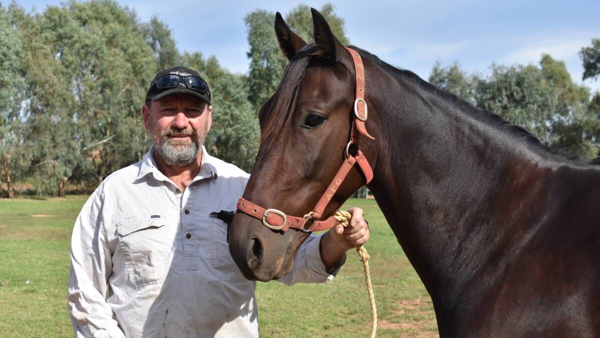LOCAL HOPE: Euroley trainer David Kennedy with Rocknroll Runa ahead of Riverina Championships final on Saturday. Picture: Courtney Rees