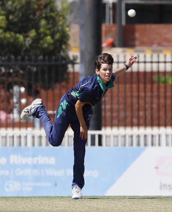 TOUGH START: Toby Hoskin sends down a delivery as Riverina started their Bradman Cup campaign with three losses at Robertson Oval on Sunday. Picture: Les Smith