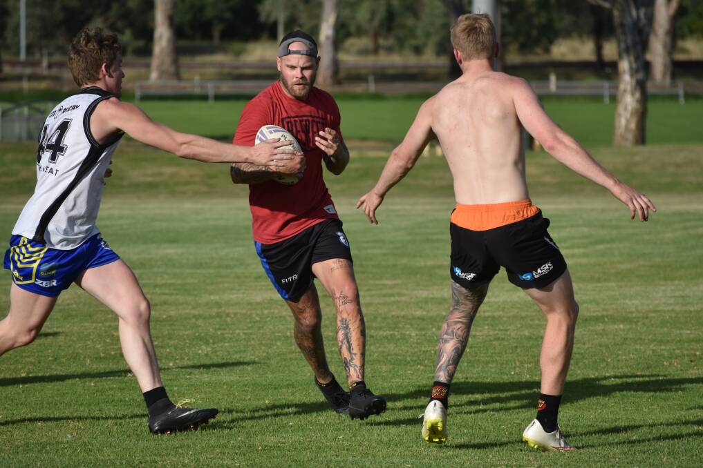 INCOMING: Former Griffith Waratahs player Luke Farmer is a face at Junee training as the Diesels look to build back up after the Group Nine season. Picture: Courtney Rees