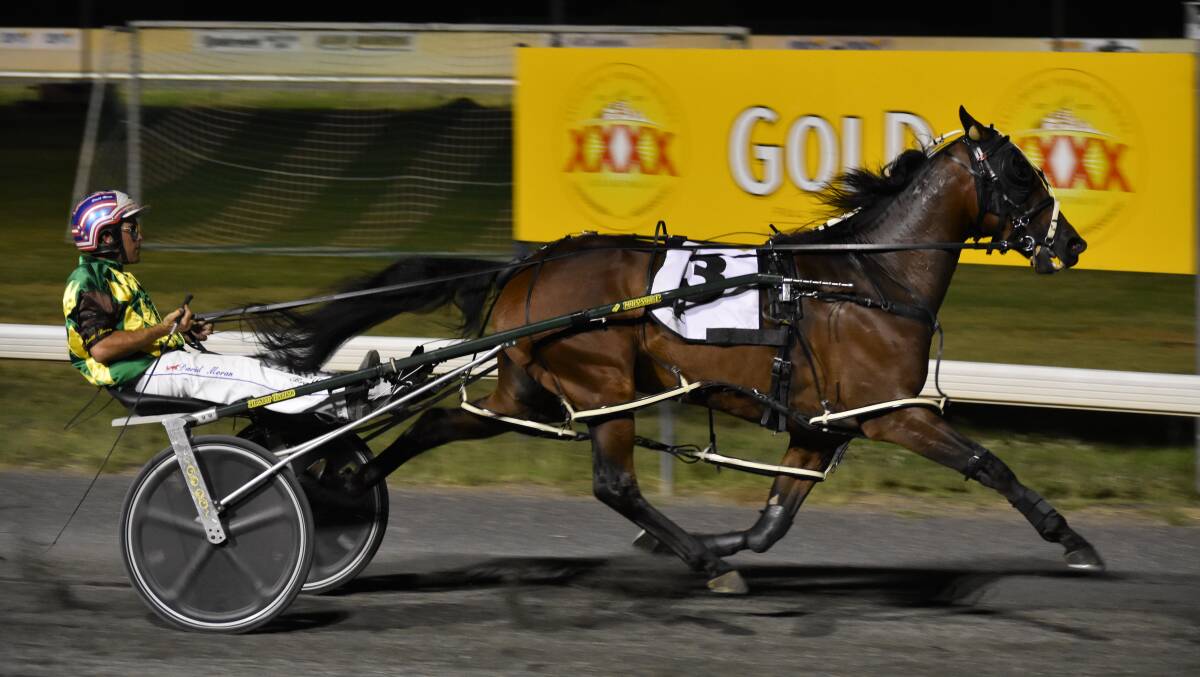 STANDOUT: David Moran and Our Triple Play won the Wagga Pacers Cup in brilliant fashion on Saturday night. Pictures: Courtney Rees
