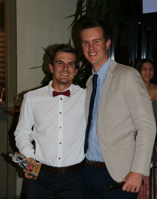Lachy Moore with Harry Unthank, who was named CSU clubperson of the year.