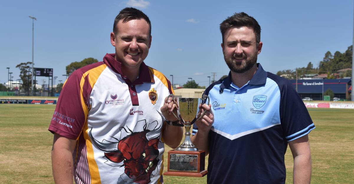 UP FOR GRABS: Lake Albert's Isaac Cooper and South Wagga's Joel Robinson are looking to win the Mumford, Larkins and Rogers Memorial Cup. Picture: Courtney Rees