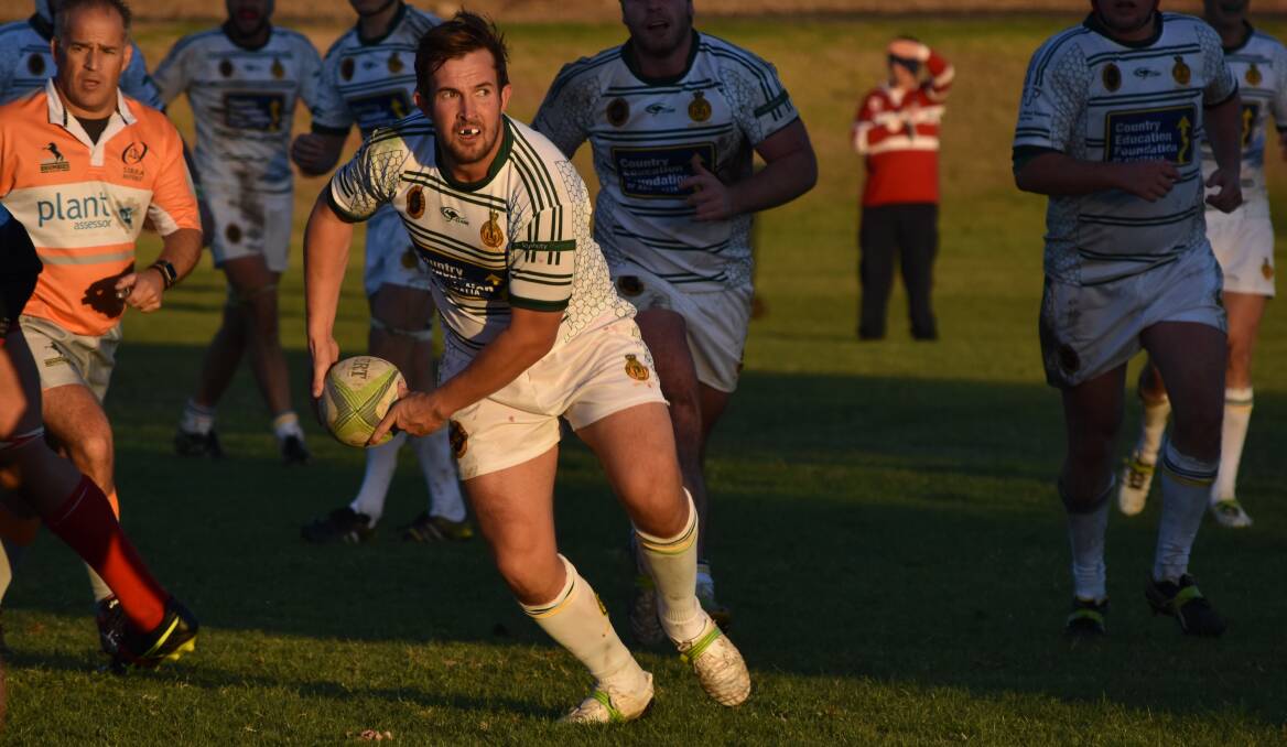IN CONTROL: Halfback Gerard McTaggart fires out a pass late in Ag College's 47-24 win over CSU at Beres Ellwood Oval on Saturday. Picture: Courtney Rees