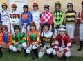 THE BEATEN BRIGADE: All the jockeys, expect winner Rachel King, before the start of the Wagga Gold Cup.