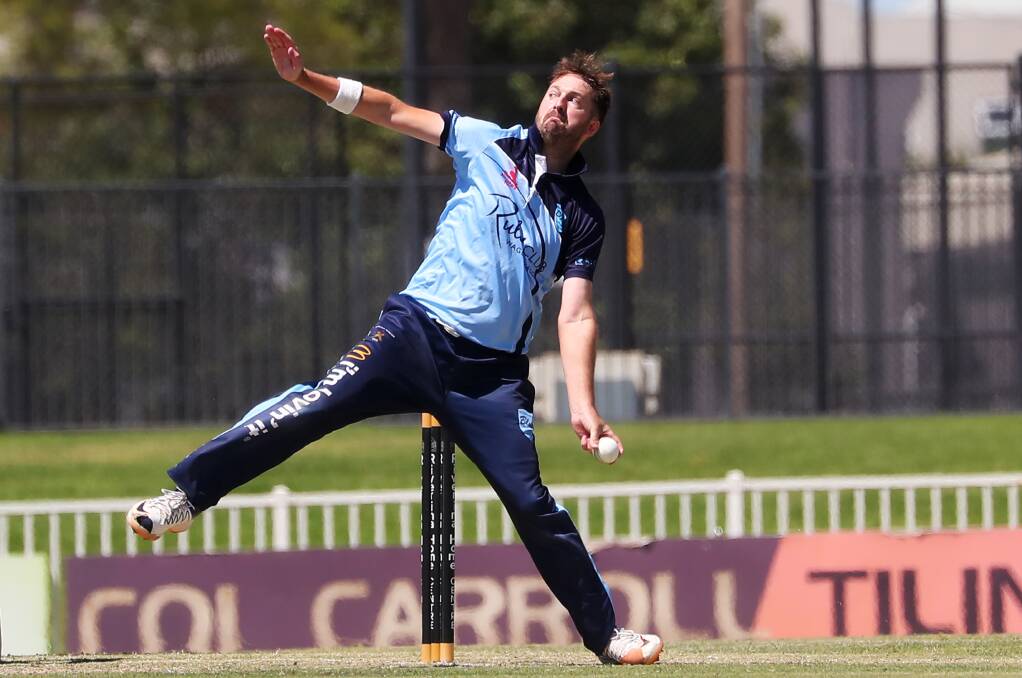 STEAMMING IN: Alex Smeeth fires down a delivery for South Wagga in their win over St Michaels on Saturday.