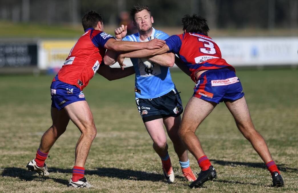 CAUSE FOR CONCERN: Tumut moved into top spot on the ladder with their win over Kangaroos but lost co-coach Dean Bristow to a head knock in the process.