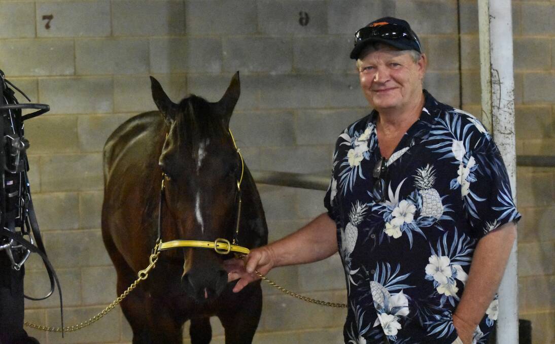 STRONG ATTACK: Owner Michael Boots with Sugar Apple after his win in the MIA Breeders Plate heat last week. Boots owns both heat winners. Picture: Courtney Rees