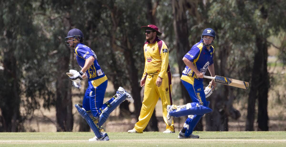 RUNS THERE: Darcy Irvine and Macgregor Hanigan put on a crucial partnership to help Kooringal Colts to victory against Lake Albert on Saturday. Picture: Madeline Begley