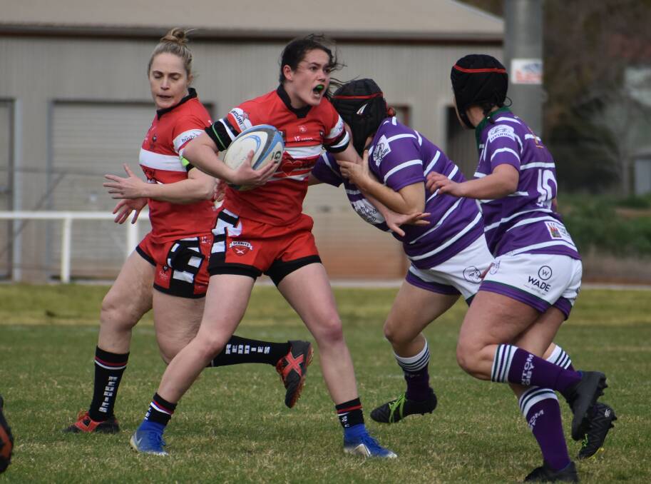 FINE FORM: Tess Staines continued her great start to the season by scoring five tries in CSU's win over Wagga City on Saturday. Picture: Liam Warren
