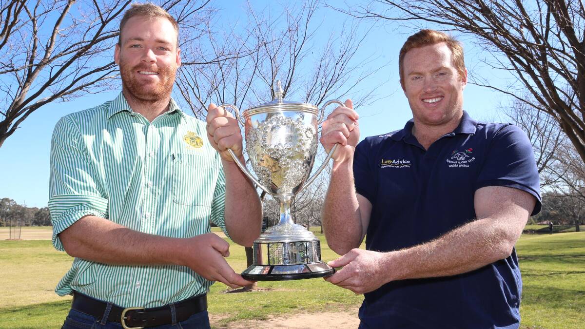 SHOWDOWN: Ag College captain Matt Harris and Waratahs counterpart Tim Corcoran are looking to get their hands on the Southern Inland trophy on Saturday. Picture: Les Smith