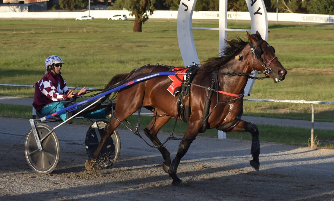 El Aguila crosses the line to qualify for the Menangle Country Series final later this month.