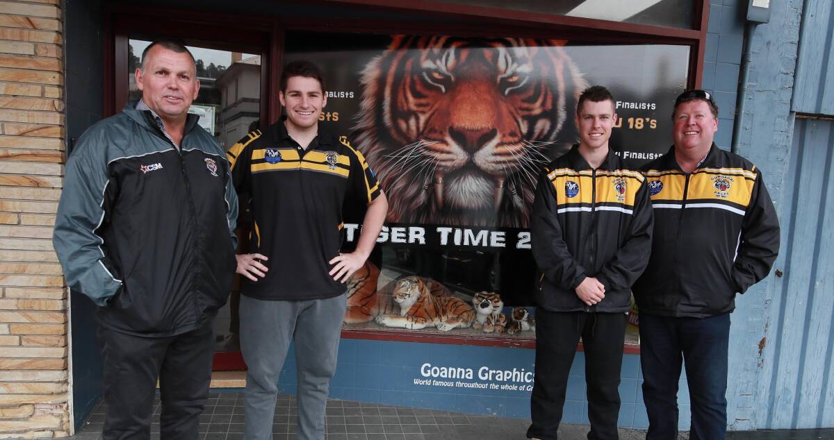 FAMILY FEEL: Gundagai president David Tout (left) and secretary Martin Hay (right)
will watch on as sons Royce and Derek look to help
the Tigers to premiership success on Sunday. Picture: Les Smith