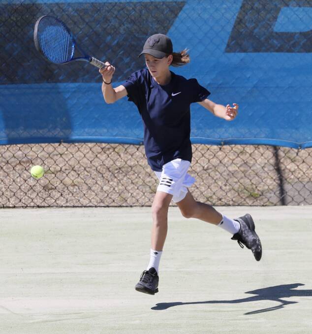 STEPPING UP: Wagga product Elijah Dikkenberg in action at the City Of Wagga Open. The 13-year-old just missed a berth in Monday's semi-finals. Picture: Les Smith