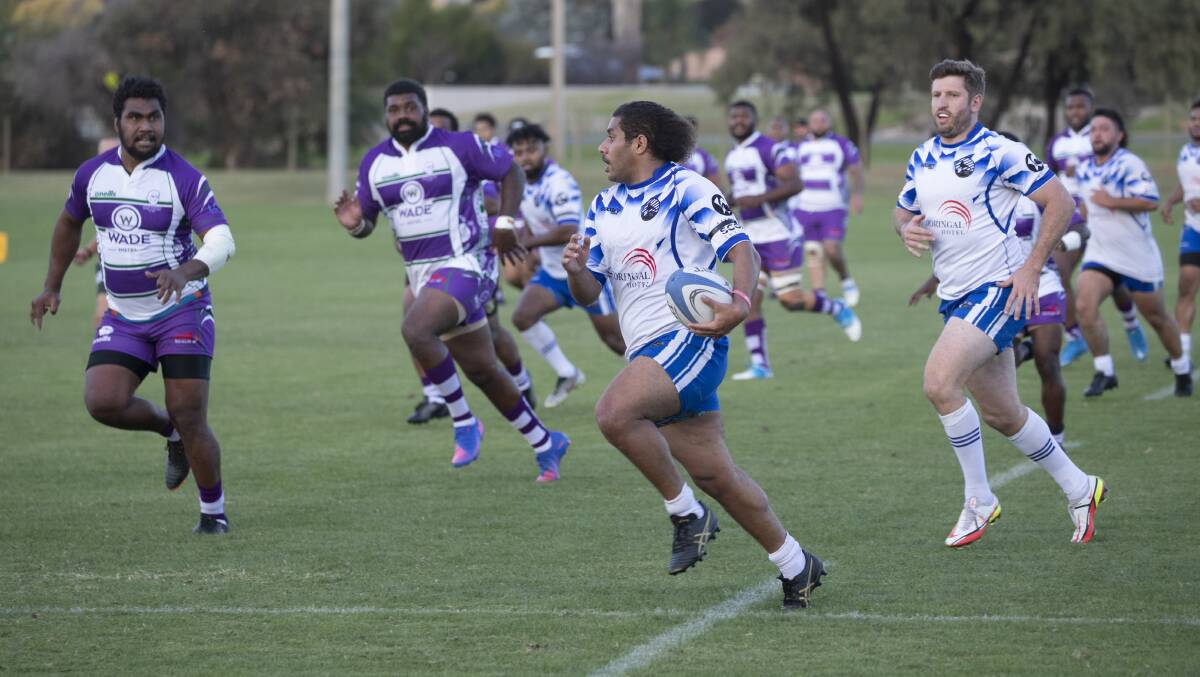 Caleb Atkinson finds himself in clear air against Leeton on Saturday.