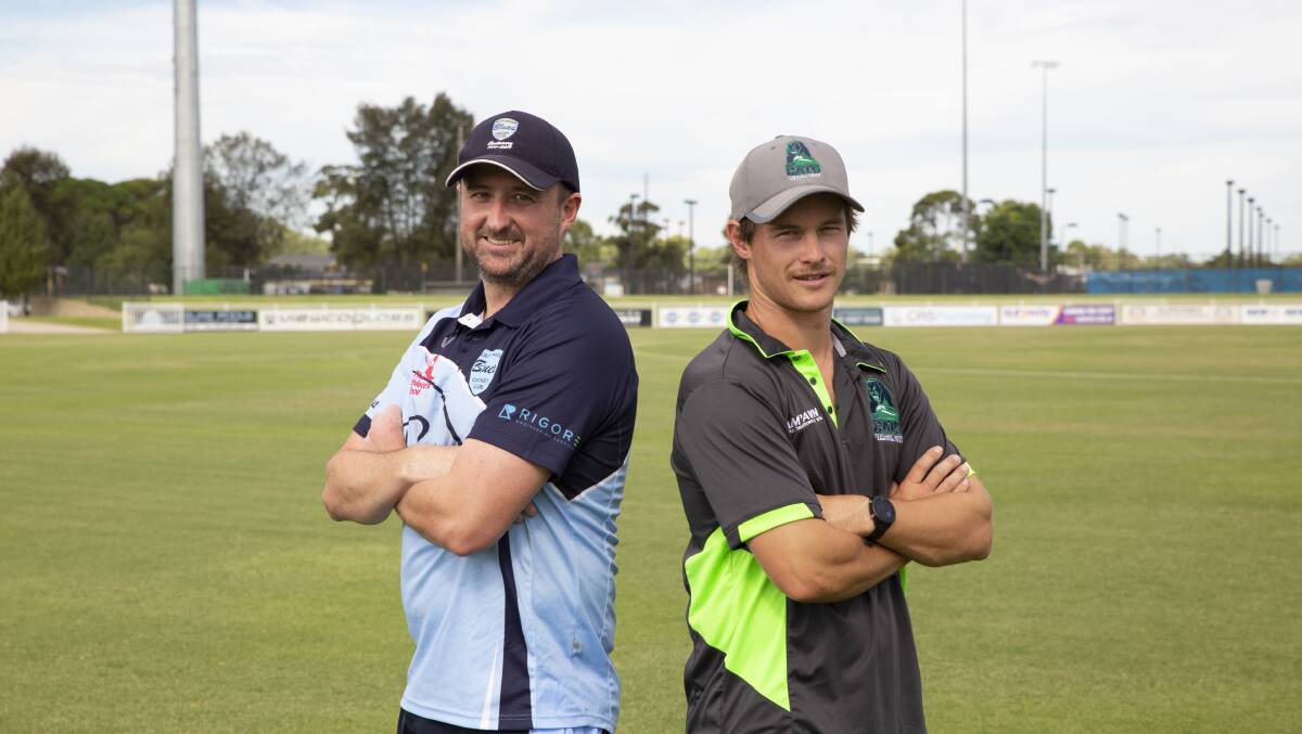 BIG CLASH: South Wagga co-coach Joel Robinson and Wagga City captain-captain Josh Thompson are ready to do battle in the Twenty20 final at Robertson Oval on Tuesday night. Picture: Madeline Begley