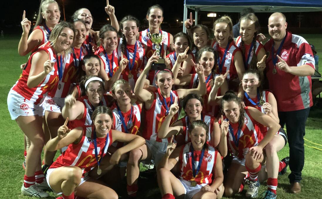 SWEET SUCCESS: CSU completed a perfect season when they defeat Riverina Lions in the inaugural Southern NSW AFL Women’s grand final on Friday. Picture: Courtney Rees