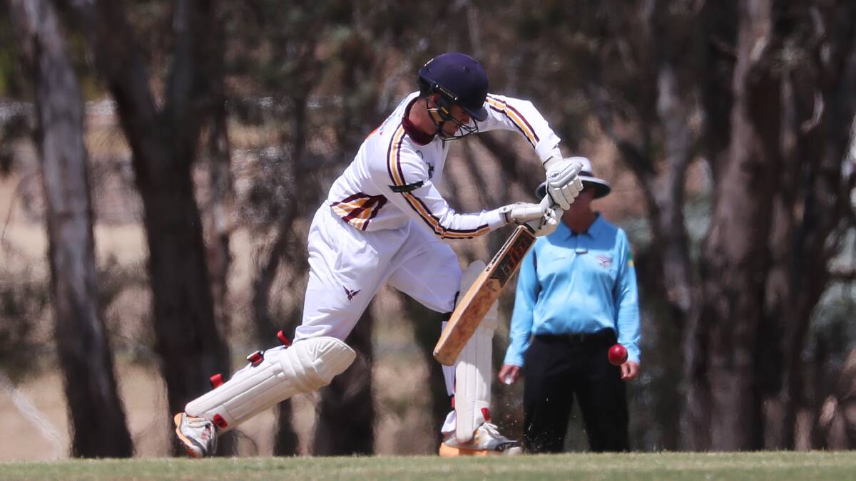 TOP KNOCK: Josh Coyte made 71 to help Lake Albert post 223 in their clash with South Wagga at Rawlings Park on Saturday. The Blues will resume at 1-17. Picture: Emma Hillier