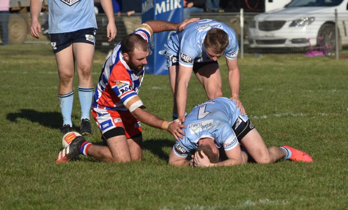 Dean Bristow injured his back in Tumut's win over Young at Twickenham on Sunday.
