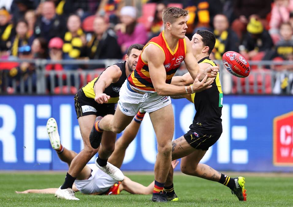 EXCITING TIMES: Henty's Nick Murray has signed a two-year contract extension with Adelaide after impressing during his eight games with the club so far this season. Picture: MARK KOLBE, AFL Photos