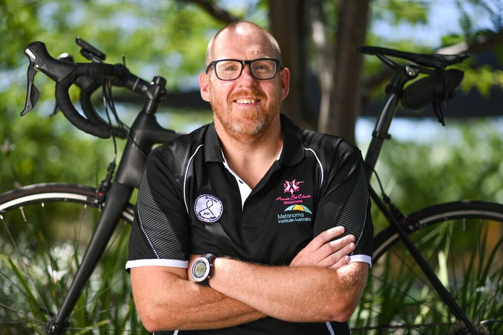 MAN ON A MISSION: Lavington's Holy Spirit School principal Matt Kean will be pedalling 1000 kilometres in October for the Riverina Melanoma Ride to raise awareness and funds. Picture: MARK JESSER