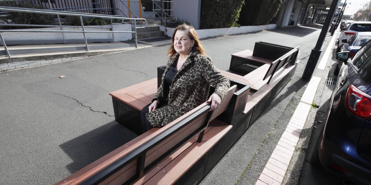 A BOOST: The Huntress owner Rebekah kirby welcomes the installation of parklets along Fitzmaurice Street. Picture: Les Smith 