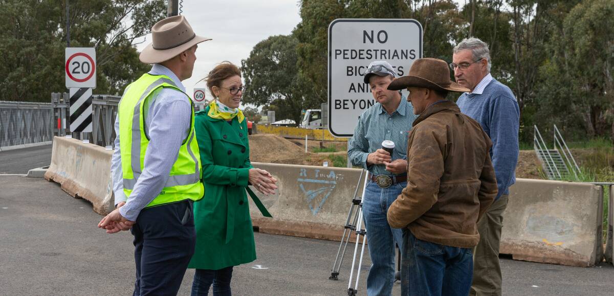  BRIDGE UPGRADE: Member for Cootamundra Steph Cooke announces plans for work to commence on a new bridge at Burley Griffin Way, Wallendbeen. Picture: Contributed 