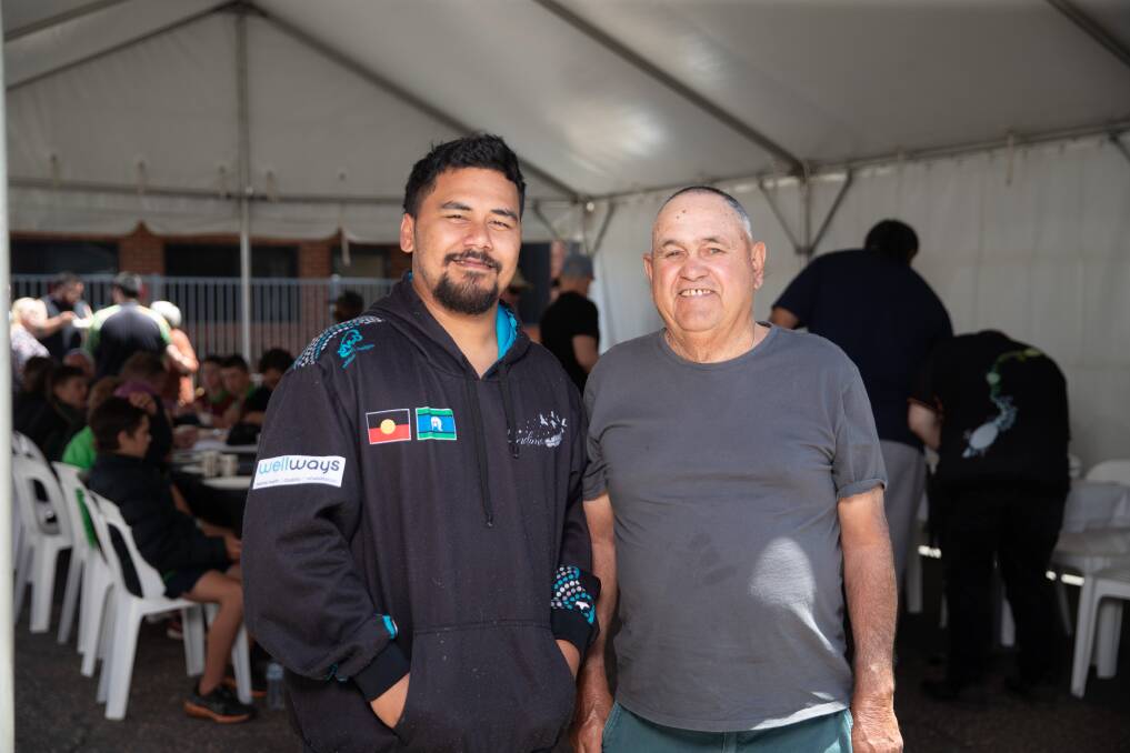 Travis Uelese and Wayne Honeysett were among the men who enjoyed a barbecue held by RivMed for International Men's Day. Picture by Madeline Begley 