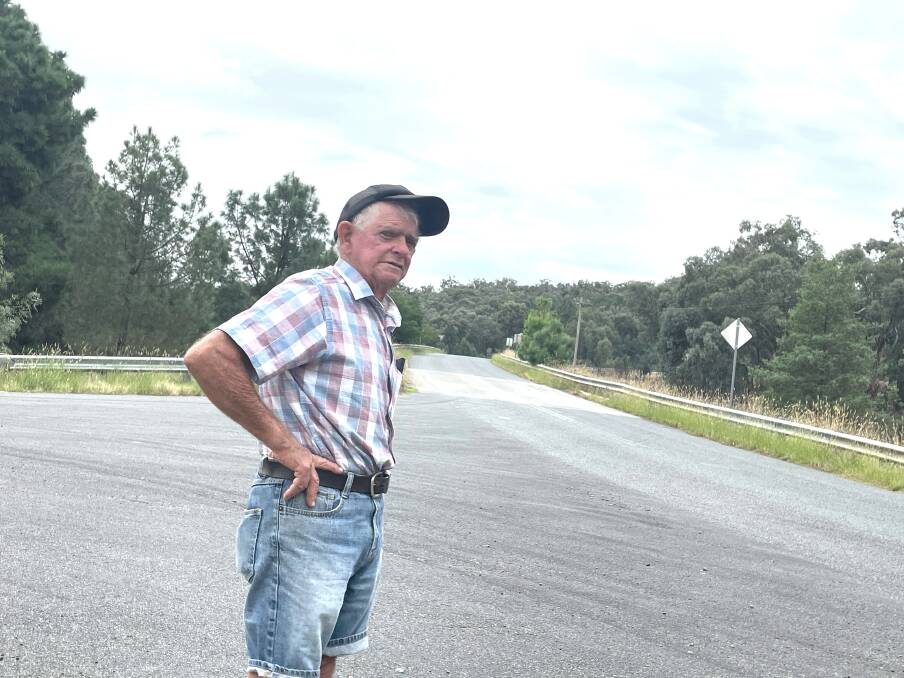 DEATH TRAP: San Isidore resident Tom Hughes says the Sturt Highway turn off to San Isidore is a death trap for motorists. Picture: Taylor Dodge