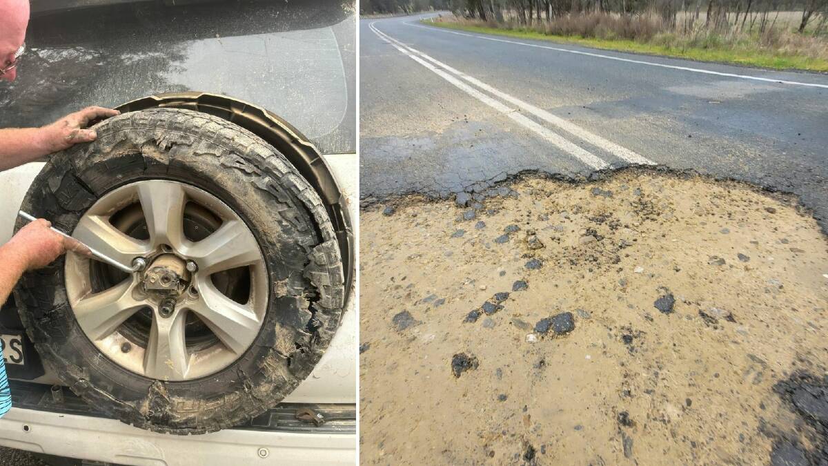 Riverina resident Amanda Kay is one many motorists whose vehicle was damaged by a pothole on Tumbarumba Road. Picture supplied 