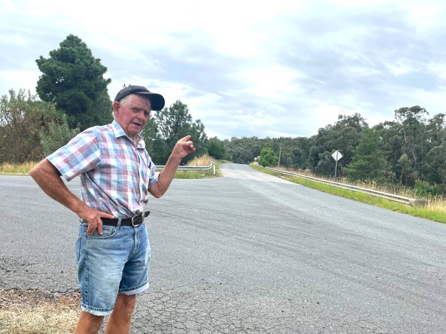 REVIEW UNDER WAY: San Isidore resident Tom Hughes standing just down from the notorious Sturt Highway and Kapooka Road intersection. Picture: Taylor Dodge