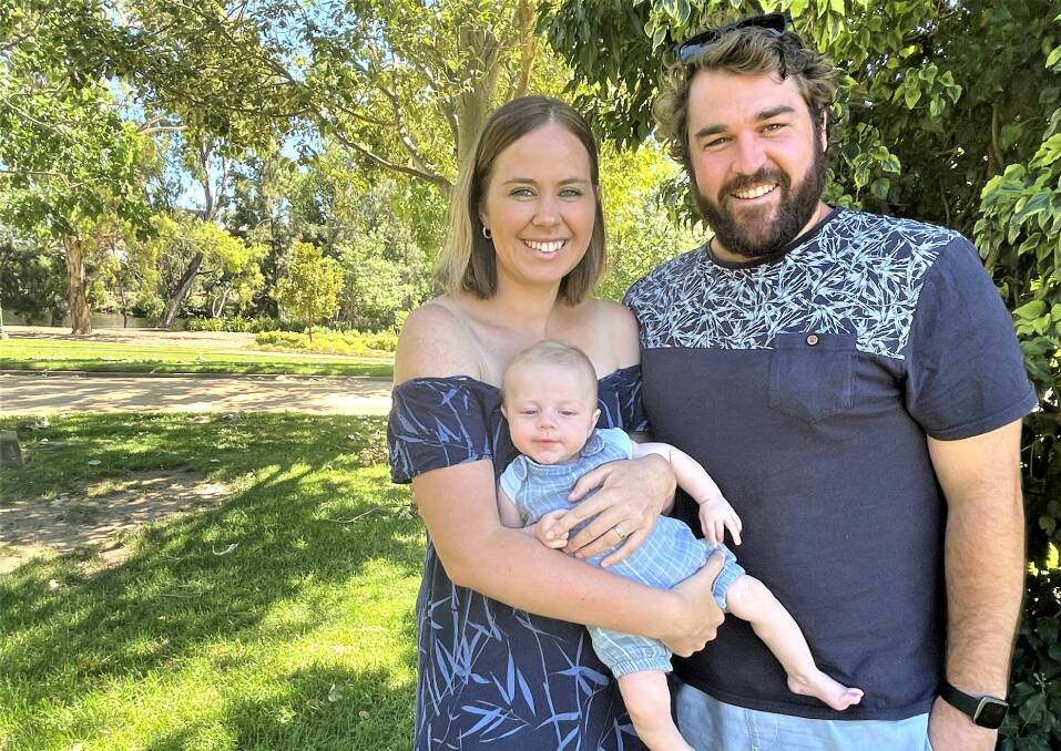 BLOWN AWAY: MCUE Goannas to hold Golf Day Fundraiser in support of Wagga family Emily, Nat and Oliver Davis. Picture: Taylor Dodge
