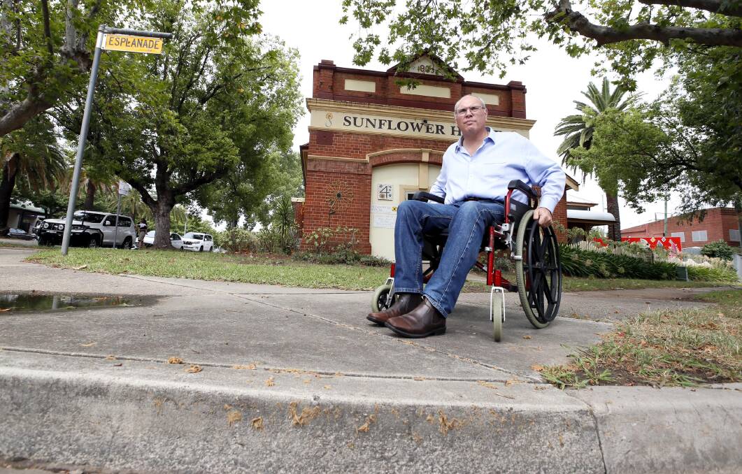 ON THE AGENDA: Wagga's Mark Horton says while the city has done a decent job to make things more accessible, a focus on footpaths is a must. Picture: Les Smith 
